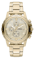 Fossil Dean Chronograph Beige Dial Gold Steel Strap Watch for Men - FS4867