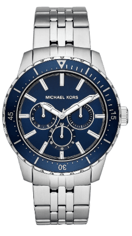 Michael Kors Cunningham Multifunction Blue Dial Silver Steel Strap Watch For Men - MK7153