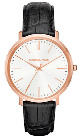 Michael Kors Jaryn Quartz White Dial Black Leather Strap Watch For Women - MK2472