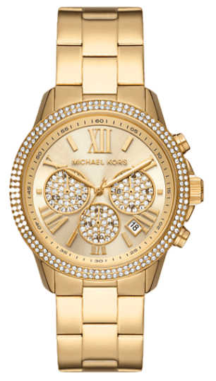 Michael Kors Bryn PavÃ© Quartz Gold Dial Gold Steel Strap Watch For Women - MK7199