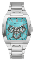 Guess Phoenix Multi Function Aqua Blue Dial Silver Steel Strap Watch for Men - GW0456G4