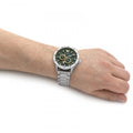 Emporio Armani Meccanico Chronograph Automatic Green Dial Silver Steel Strap Watch For Men - AR60053