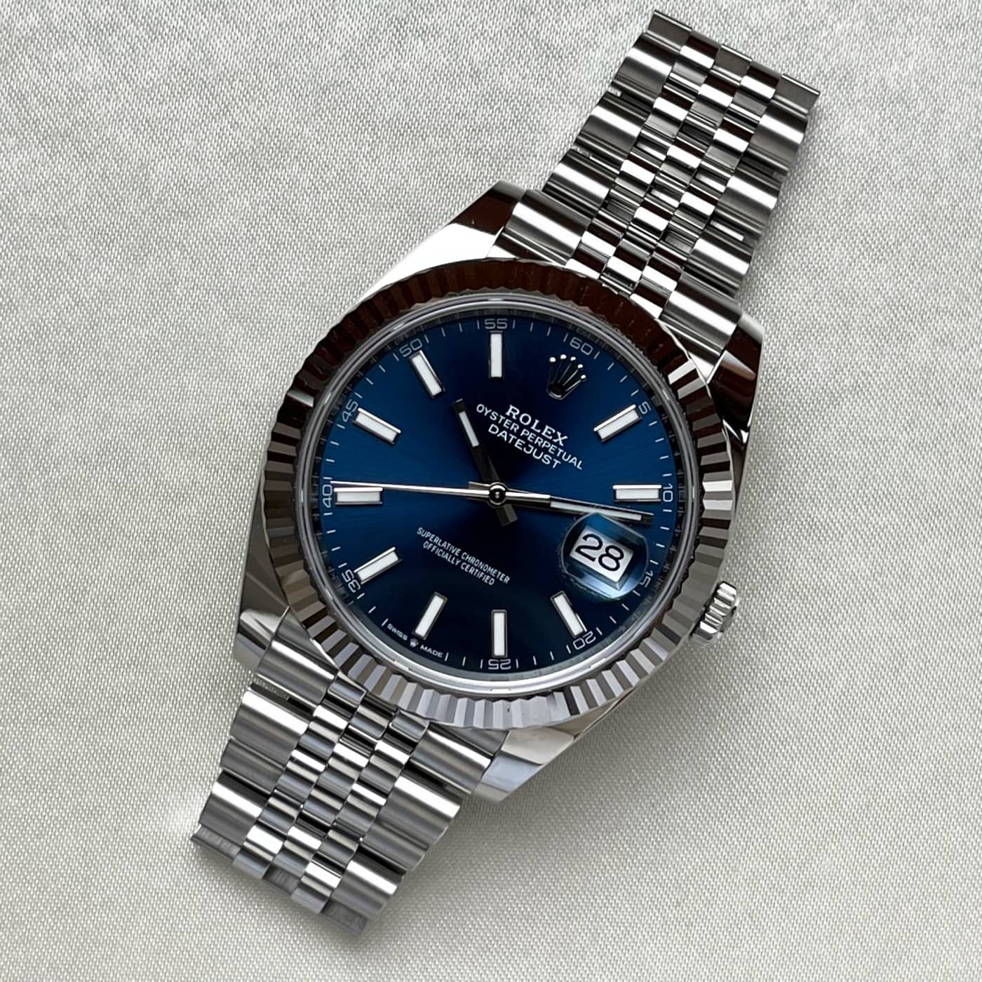 Rolex Datejust 41 Oyster Blue Dial Oystersteel & White Gold Strap Watch for Men - M126334-0002