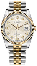 Rolex Datejust 36 Diamonds Silver Dial Two Tone Oyster Steel Strap Watch for Women - M126233-0027