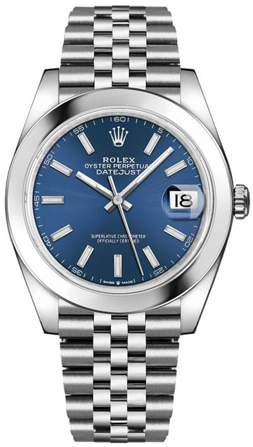 Rolex Datejust 41 Oyster Blue Dial Silver Oystersteel Jubilee Bracelet Watch for Men - M126300-0002