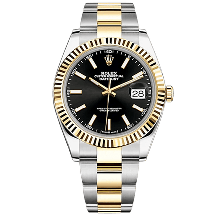 Rolex Datejust 41 Black Dial Two Tone Oystersteel White Gold Strap Watch for Men - M126333-0013