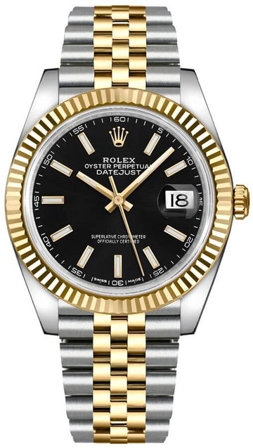 Rolex Datejust 41 Oyster Black Dial Two Tone Jubilee Bracelet Watch for Men - M126333-0014