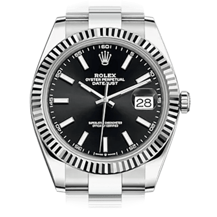 Rolex Datejust 41 Oyster Black Dial Silver Steel Strap Watch for Men - M126334-0017