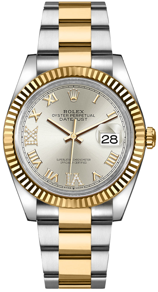 Rolex Datejust 36 Silver Dial Two Tone Steel Yellow Gold Strap Watch for Women - M126233-0032