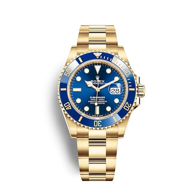 Rolex Submariner Date Oyster 41mm Blue Dial Yellow Gold Steel Strap Watch for Men - M126618LB-0002