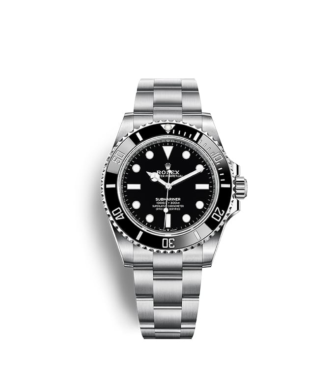 Rolex Submariner Black Dial Silver Steel Strap Watch for Men - M124060-0001