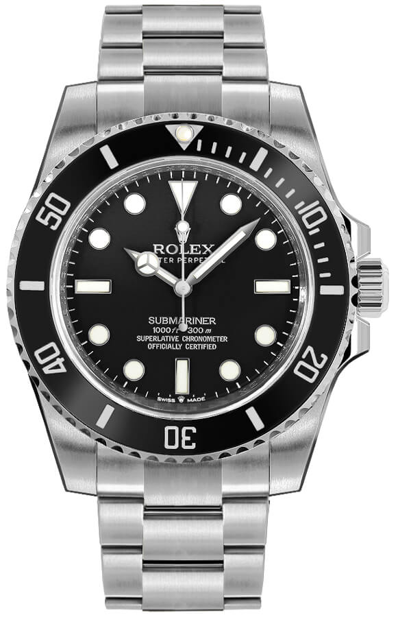 Rolex Submariner Black Dial Silver Steel Strap Watch for Men - M124060-0001