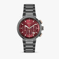 Hugo Boss One Chronograph Red Dial Grey Steel Strap Watch For Men - 1514000