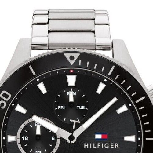 Tommy Hilfiger Larson Multifunction Quartz Black Dial Silver Steel Strap Watch For Men - 1791916