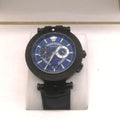 Versace V Race Chronograph Quartz Blue Dial Blue Leather Strap Watch For Men - VEBV00419