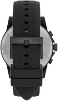 Armani Exchange Outerbanks Chronograph Black Dial Black Silicone Strap Watch For Men - AX1343