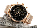 Hugo Boss Companion Chronograph Black Dial Rose Gold Steel Strap Watch For Men - 1513548