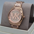 Michael Kors Janelle Quartz Crystals Rose Gold Dial Rose Gold Steel Strap Watch For Women - MK7312