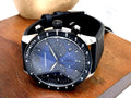 Emporio Armani Mario Chronograph Blue Dial Black Leather Strap Watch For Men - AR11522