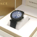 Versace V Race Chronograph Quartz Blue Dial Blue Leather Strap Watch For Men - VEBV00419