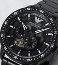 Emporio Armani Meccanico Automatic Black Dial Black Steel Strap Watch For Men - AR60054