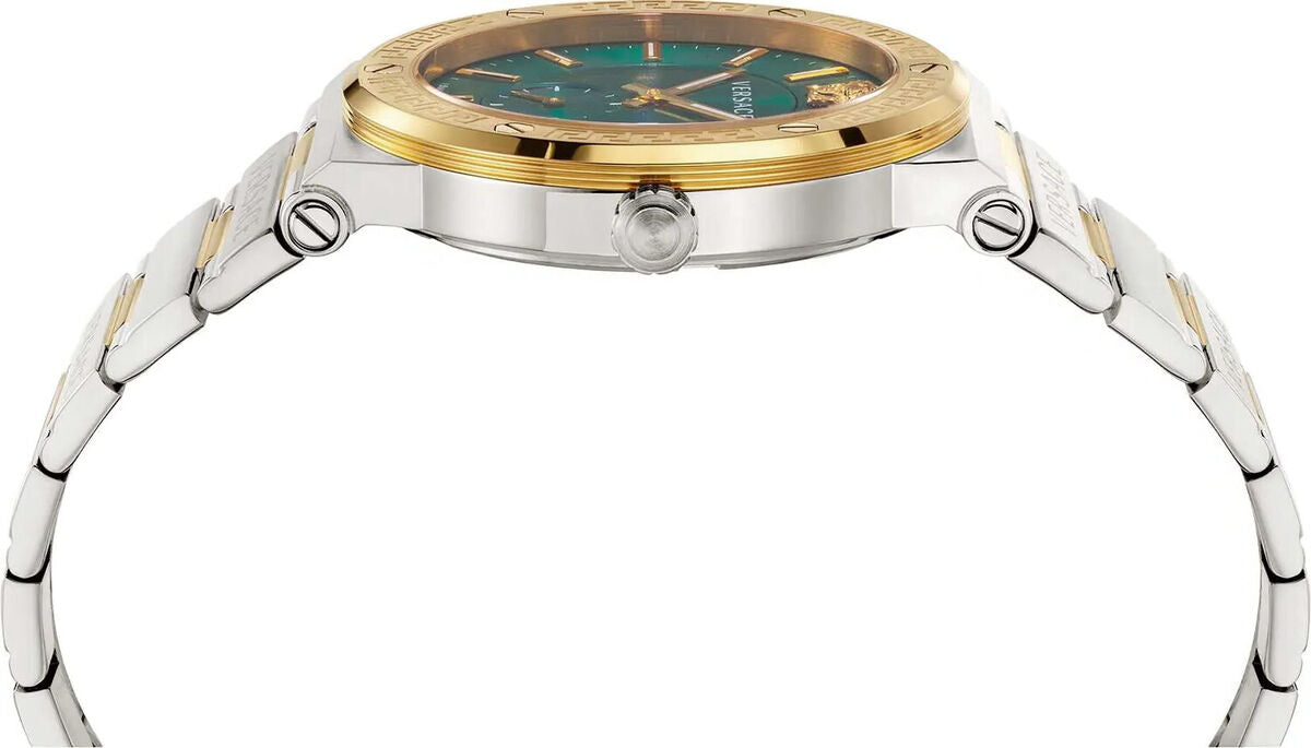 Versace Hellenyium Quartz Green Dial Silver Steel Strap Watch For Men - VEVK00420