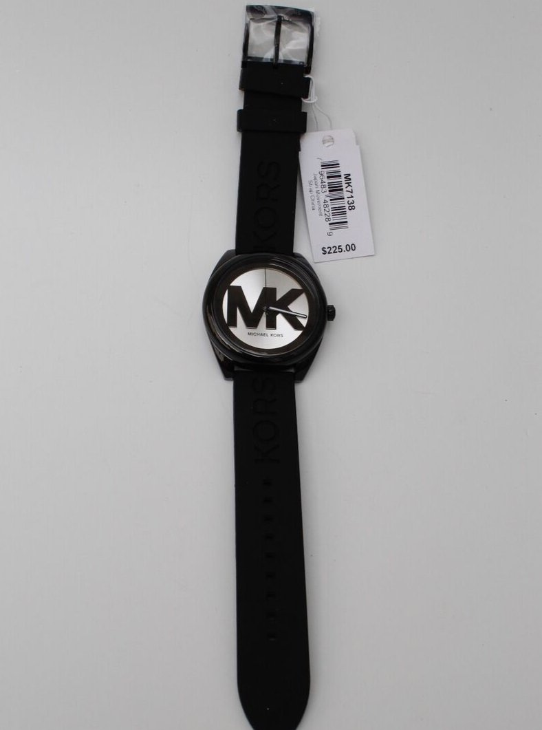 Michael Kors Janelle Quartz Silver Dial Black Rubber Strap Watch For Women - MK7138