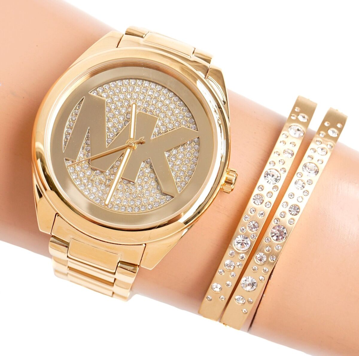 Michael Kors Janelle Quartz Gold Dial Gold Steel Strap Watch For Women - MK7088