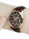 Guess Exec Chronograph Brown Dial Brown Leather Strap Watch For Men - W0076G4