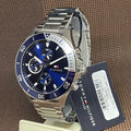 Tommy Hilfiger Larson Chronograph Blue Dial Silver Steel Strap Watch For Men - 1791917