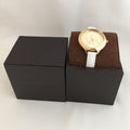 Michael Kors Slim Runway Quartz Gold Dial White Leather Strap Watch For Women - MK2389