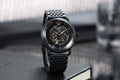 Emporio Armani Automatic Multifunction Black Dial Black Mesh Bracelet Watch For Men - AR60025