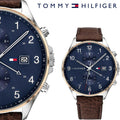 Tommy Hilfiger West Chronograph Blue Dial Brown Leather Strap Watch For Men - 1791712