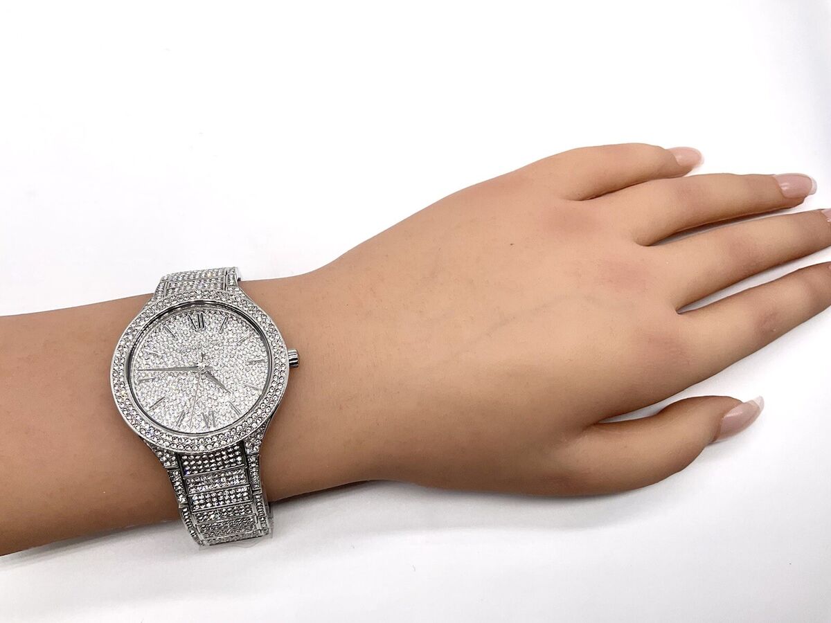 Michael Kors Kerry Crystal Pave Silver Dial Silver Steel Strap Watch For Women - MK3359