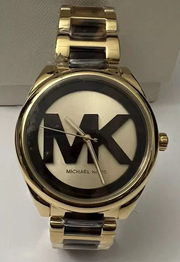 Michael Kors Janelle Three-Hand Gold Dial Two Tone Steel Strap Watch For Women - MK7136