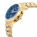 Michael Kors Runway Chronograph Blue Dial Gold Steel Strap Watch For Women - MK7353