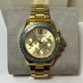 Michael Kors Everest Chronograph Gold Dial Gold Steel Strap Watch For Women - MK7210