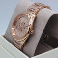 Michael Kors Janelle Quartz Crystals Rose Gold Dial Rose Gold Steel Strap Watch For Women - MK7312