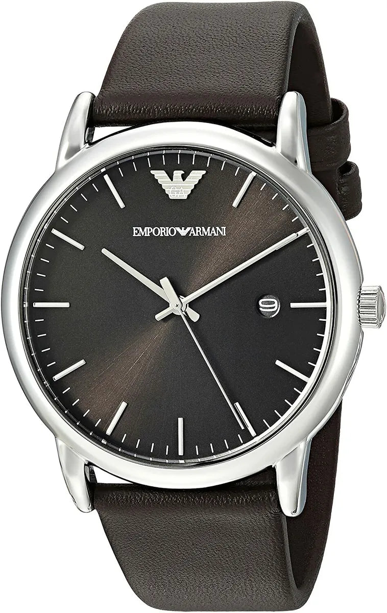 Emporio Armani Kappa Quartz Black Dial Brown Leather Strap Watch For Men - AR80008