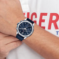 Tommy Hilfiger Lars Chronograph Blue Dial Blue Leather Strap Watch For Men - 1792063