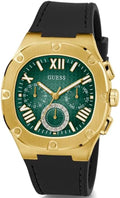 Guess Headliner Multifunction Green Dial Black Silicone Strap Watch For Men - GW0571G3