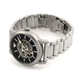 Emporio Armani Meccanico Automatic Skeleton Black Dial Silver Steel Strap Watch For Men - AR60021