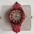 Michael Kors Runway Three-Hand Quartz Red Dial Red Leather Strap Watch For Women - MK7179