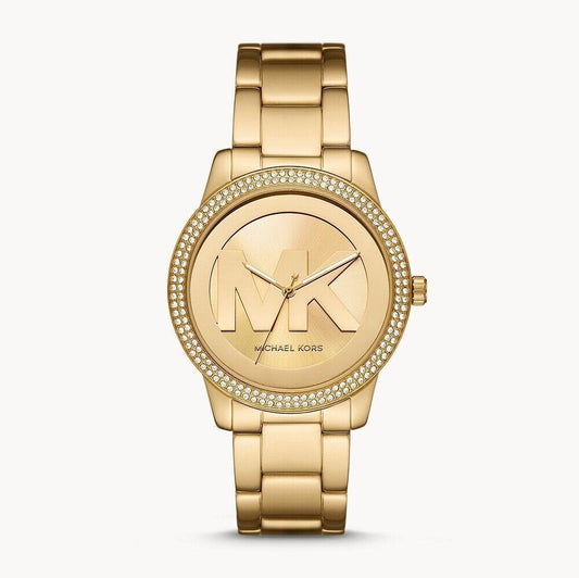 Michael Kors Tibby Three Hand Gold Dial Gold Steel Strap Watch For Women - MK6879