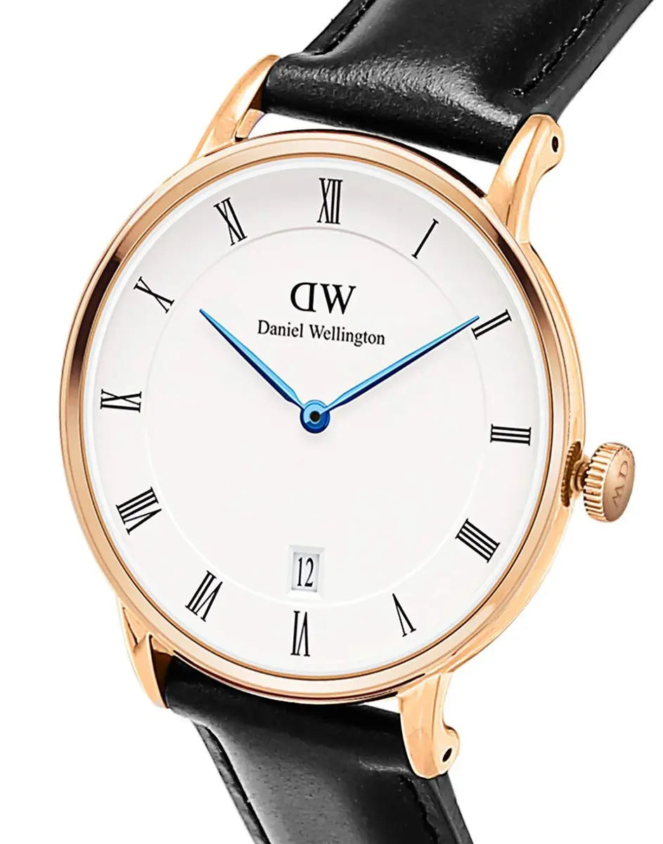 Daniel Wellington Dapper Sheffield White Dial Black Leather Strap Watch For Men - DW00100092