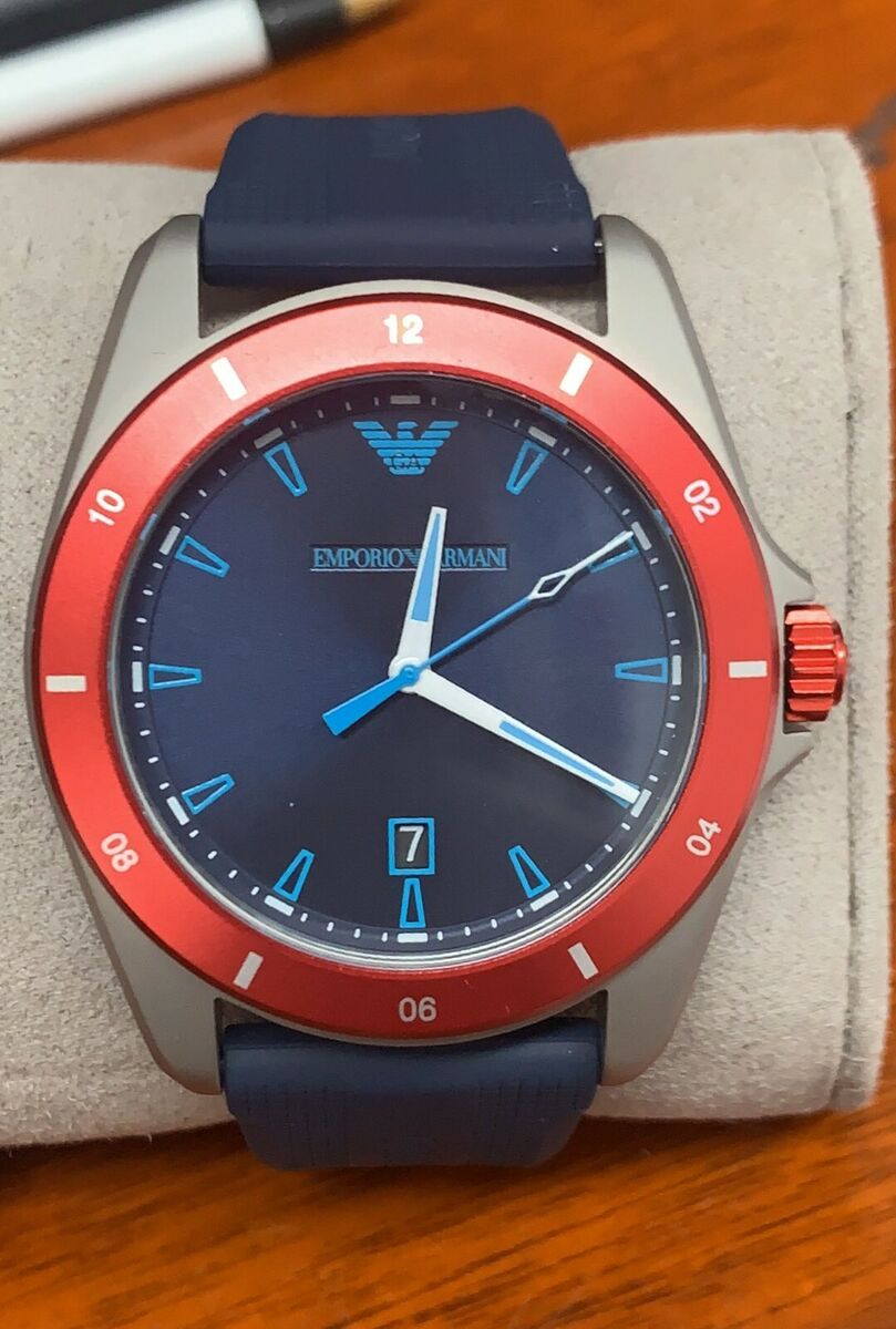 Emporio Armani Sigma Quartz Blue Dial Blue Silicone Strap Watch For Men - AR11217