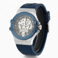 Maserati Potenza Automatic Skeleton Dial Blue Rubber Strap Watch For Men - R8821108035