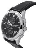 Emporio Armani Paolo Chronograph Black Dial Black Leather Strap Watch For Men - AR11530