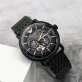 Emporio Armani Automatic Multifunction Black Dial Black Mesh Bracelet Watch For Men - AR60025