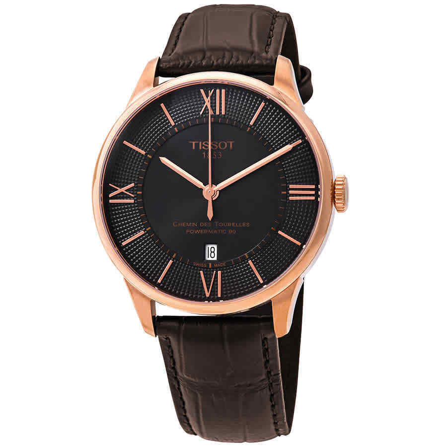 Tissot Chemin Des Tourelles Automatic Brown Dial Brown Leather Strap Watch For Men - T099.407.36.448.00